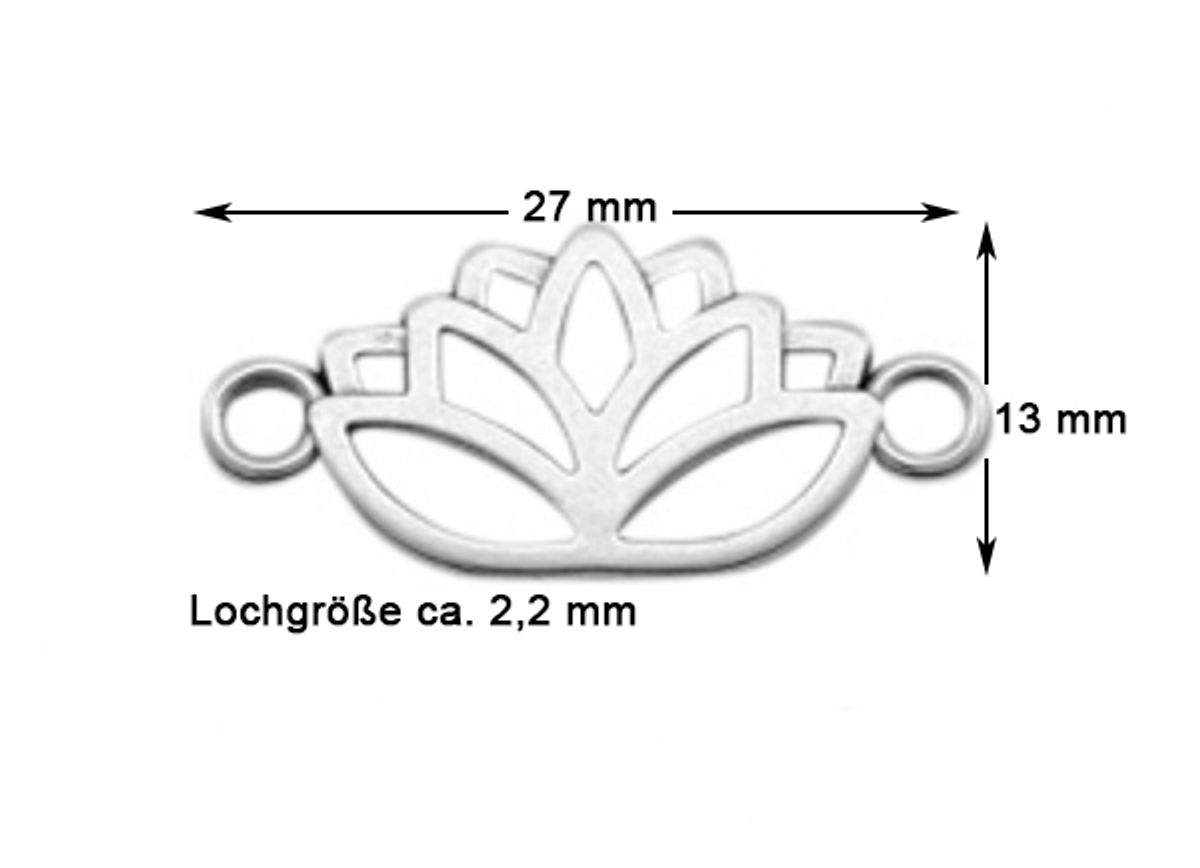 Sadingo Schmuckverbinder Lotusblume | 27x13 mm Kauf eins, bekomm eins gratis