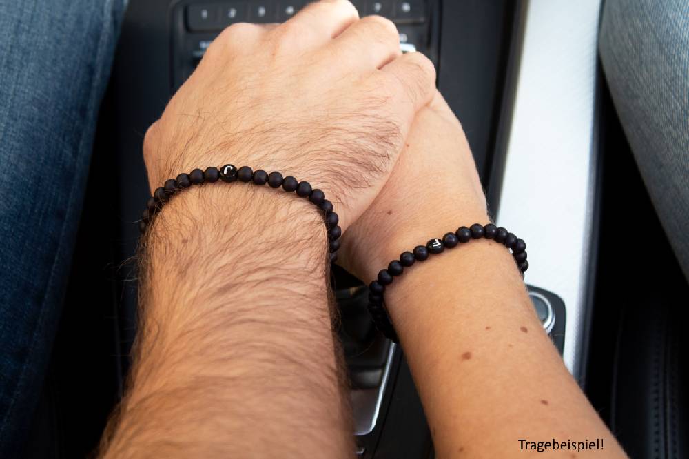 Sadingo Partnerarmband-Set aus schwarzen Acrylperlen Sonderangebote