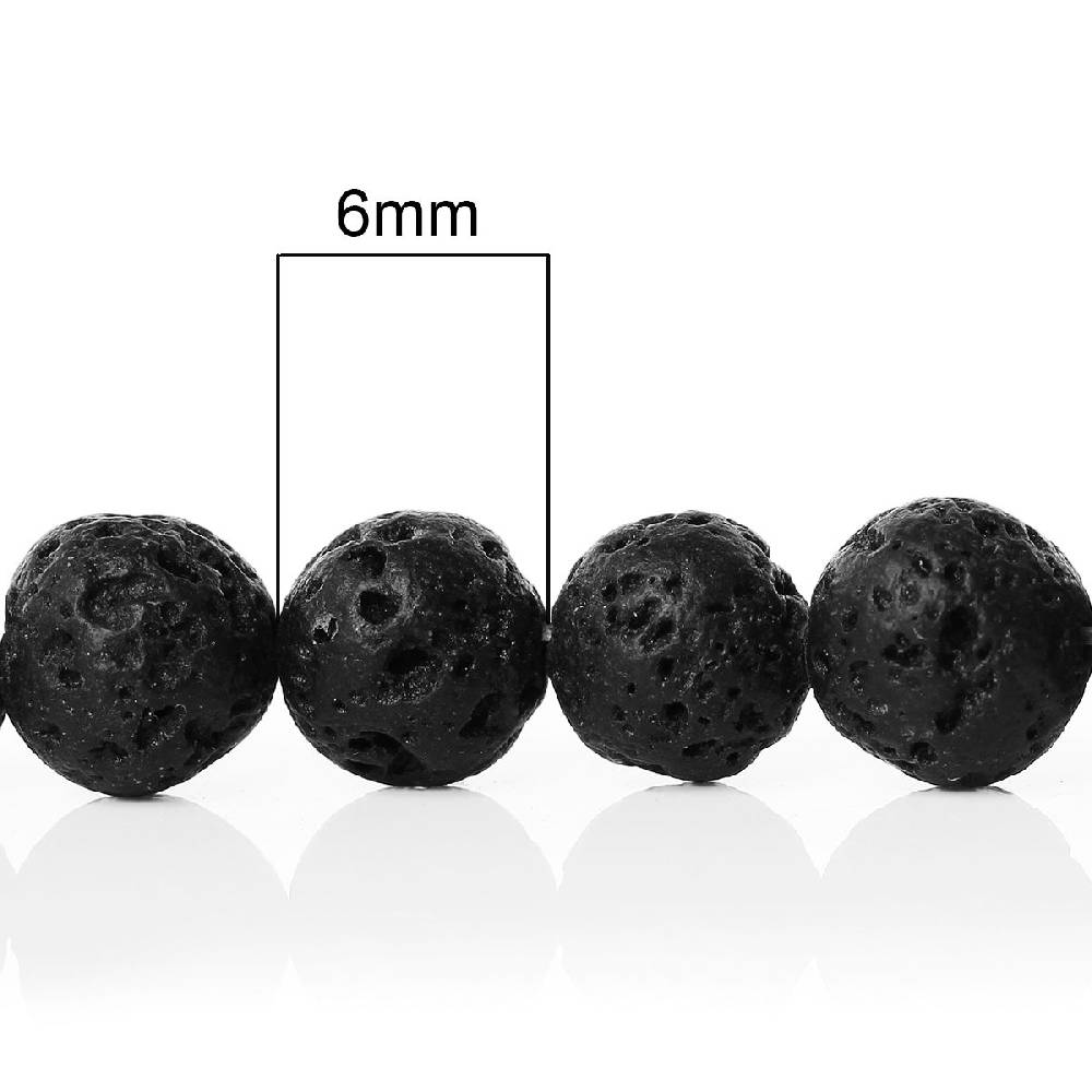 Sadingo Edelsteinperlen Lavagesteinperlen schwarz - 65 Stk. - 6 mm JETZT KAUFEN