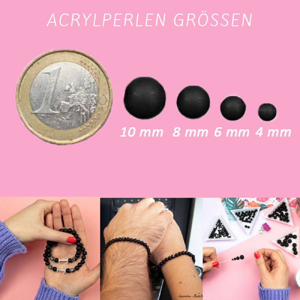 Sadingo Acrylperlen matt Schwarz 4,6,8,10 mm Neueste Stile
