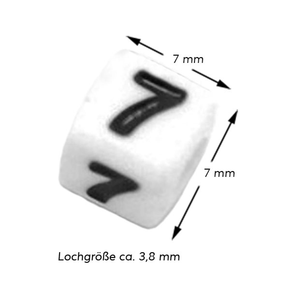 Sadingo Zahlenperlen, 7x7 mm 300 Stück, weiß schwarz Letzter Tag