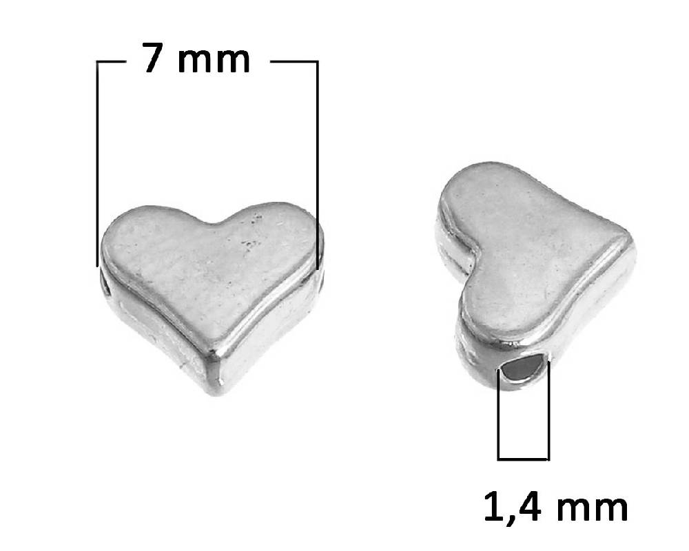 Sadingo Metallperlen Herz in silber, versilbert, 7x6mm, 20 Stück Bis zu 60% Rabatt