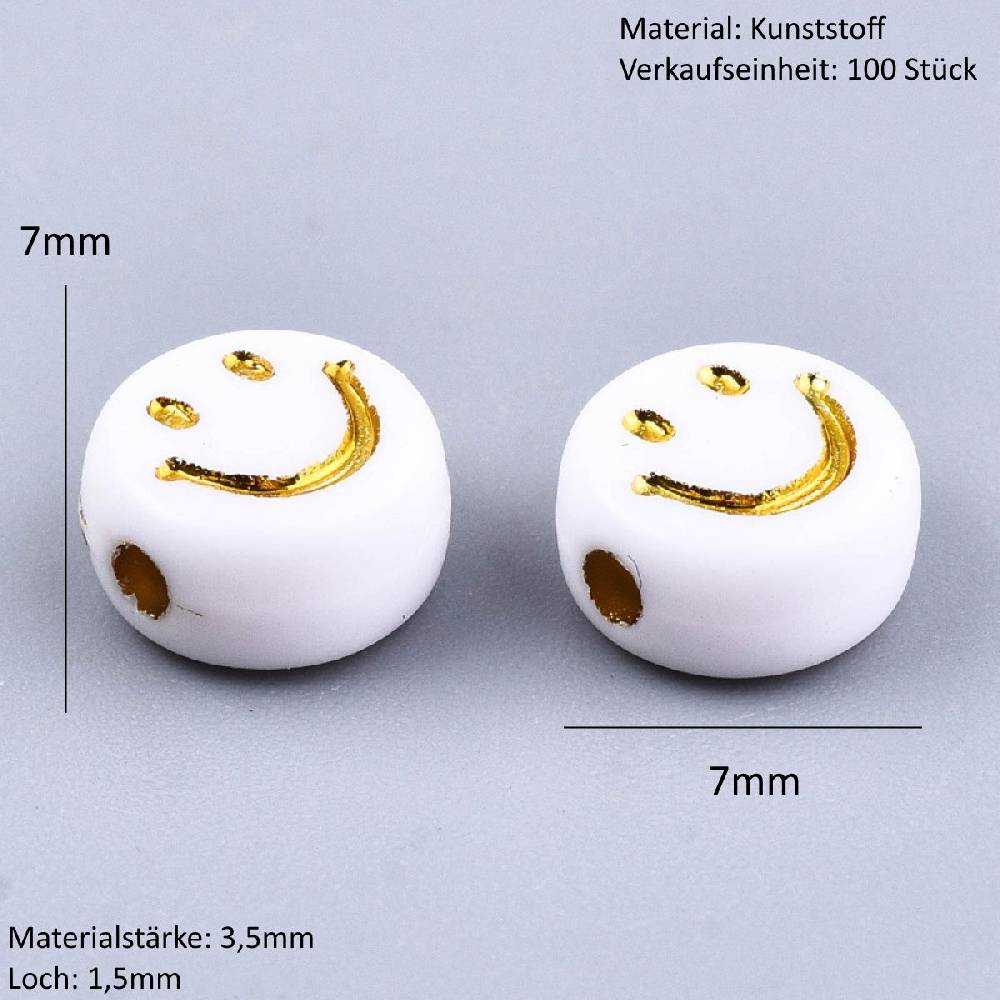 Sadingo Acrylperlen Smiley | 100 Stück, 7mm Sonderangebot der Fabrik