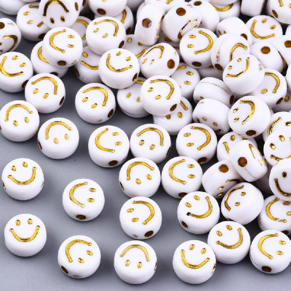 Sadingo Acrylperlen Smiley | 100 Stück, 7mm Sonderangebot der Fabrik