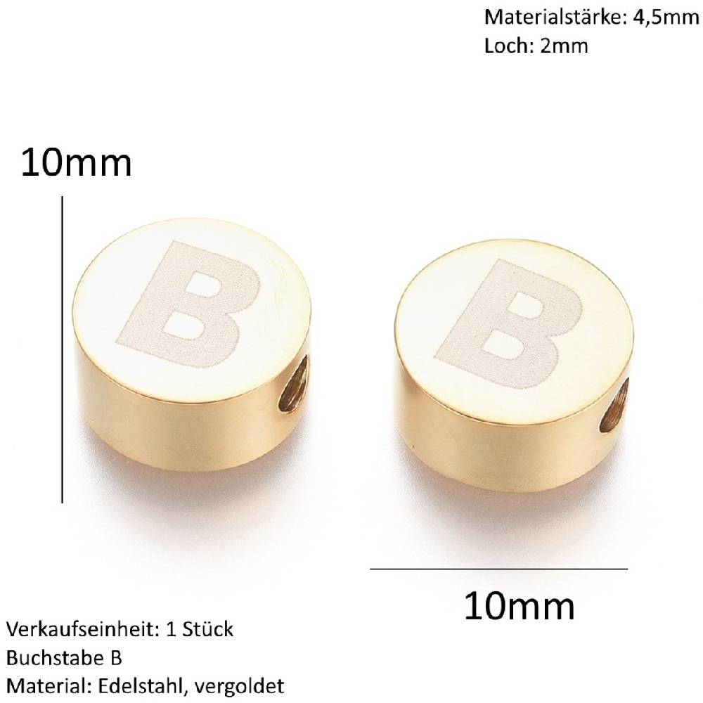 Sadingo Buchstabenperlen aus Edelstahl in Gold Vierteljährliche Förderung
