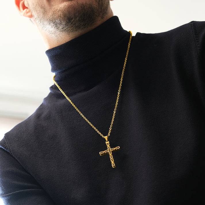 Save Brave Goldene Ankerkette Dan mit Anhänger Kreuz Discount Store für neue Produkte