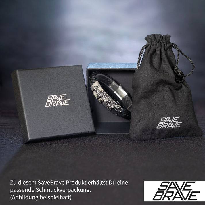 Save Brave Geflochtenes Lederarmband Kilo - braun & schwarz Black Friday Preise