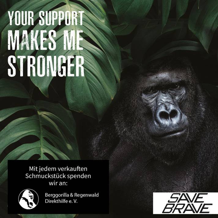 Save Brave Halskette Rano mit schwarzem Anhänger Gorillakopf zollfrei