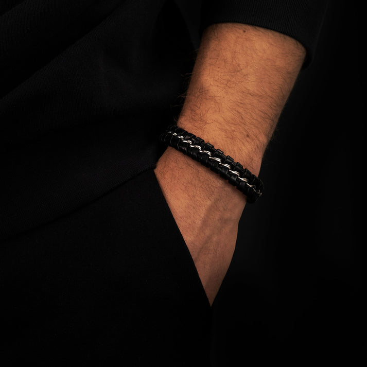 Save Brave Armband Lima aus geflochtenem Leder & Edelstahl Vatertagsangebot