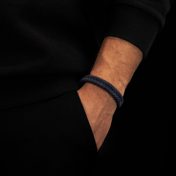 Save Brave Geflochtenes Lederarmband Ryan - grau Lagerräumung