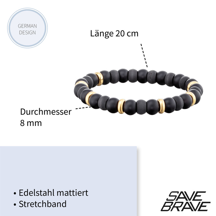 Save Brave Perlenarmband Russell mit Carbon & Edelstahl Kauf eins, bekomm eins gratis