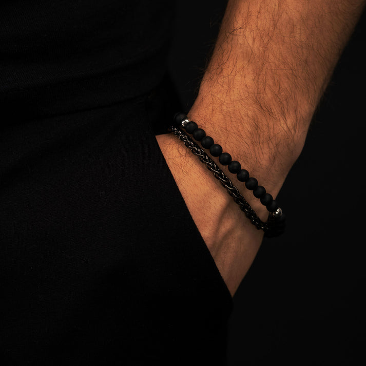 Save Brave Perlenarmband Nico aus Edelstahl & Onyx Tägliche Deals