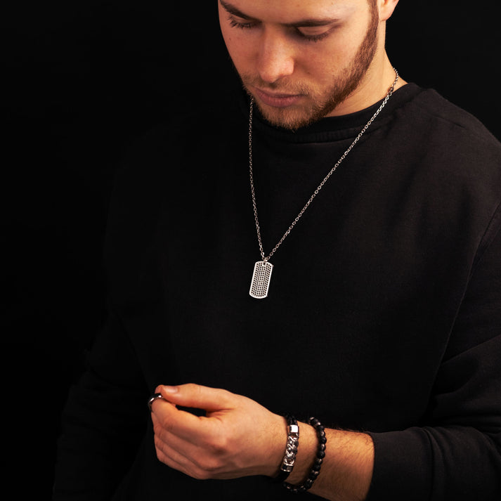 Save Brave Doppeltes Lederarmband Frank mit schwarzen Zirkoniasteinen Wochenangebot