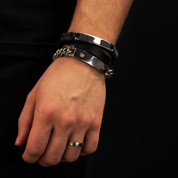 Save Brave Doppeltes Lederarmband Mason mit Edelstahl Riesige Rabatte