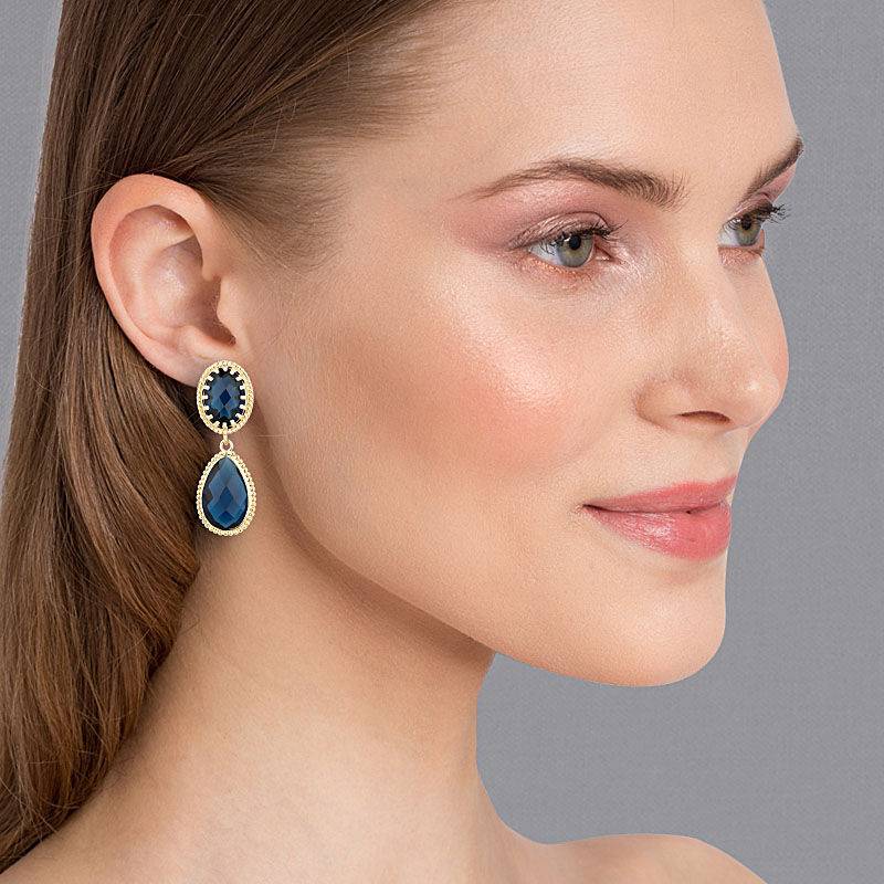 SchwesterSchwester Dunkelblaue Tropfenohrringe mit funkelnden facettierten Tropfen Saisonale Angebote