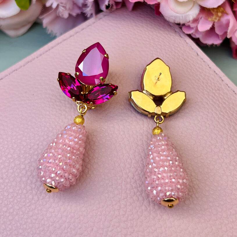 SchwesterSchwester Funkelnde Ohrstecker in Pink mit rosafarbenen Glitzertropfen von AmuseToi Rabatte dieses Monats
