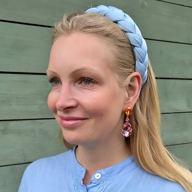 SchwesterSchwester Funkelnde Ohrstecker mit Glas-Kristallen in Orange und Rosa Wochenangebot