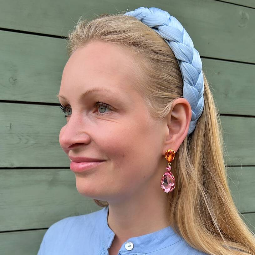 SchwesterSchwester Funkelnde Ohrstecker mit Glas-Kristallen in Orange und Rosa Wochenangebot