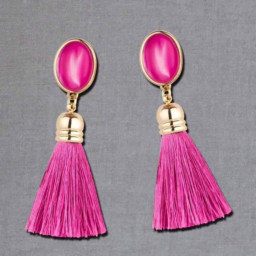 SchwesterSchwester Pinkfarbene Ohrstecker mit schönen seidigen Quasten JETZT KAUFEN