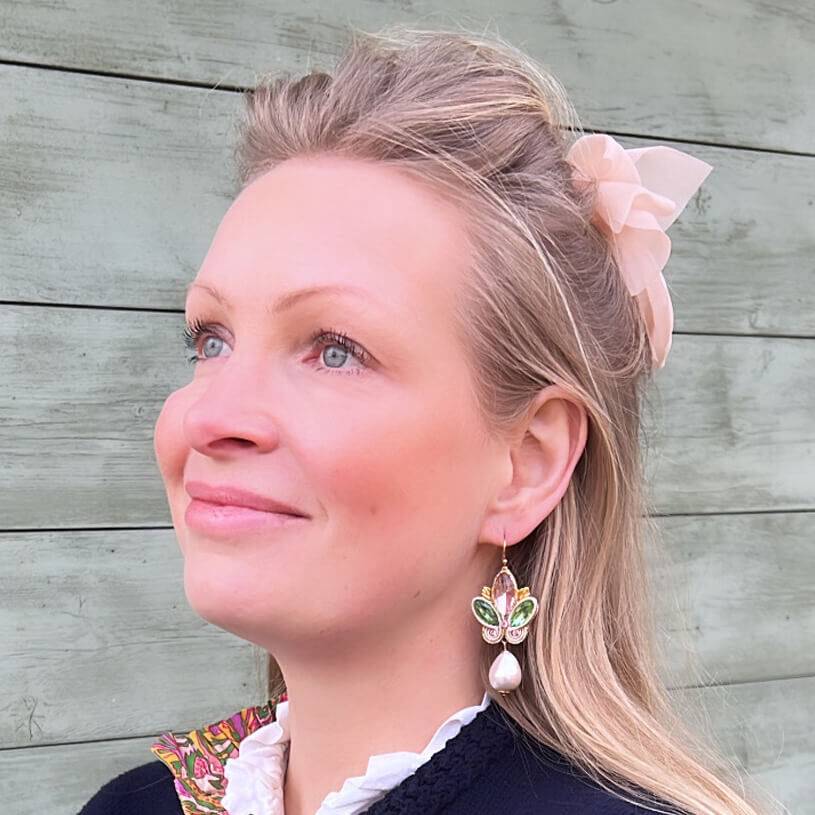 SchwesterSchwester Schöne Soutache-Ohrhänger in Rosa und Grün mit Baumwolltropfen Super Rabatt
