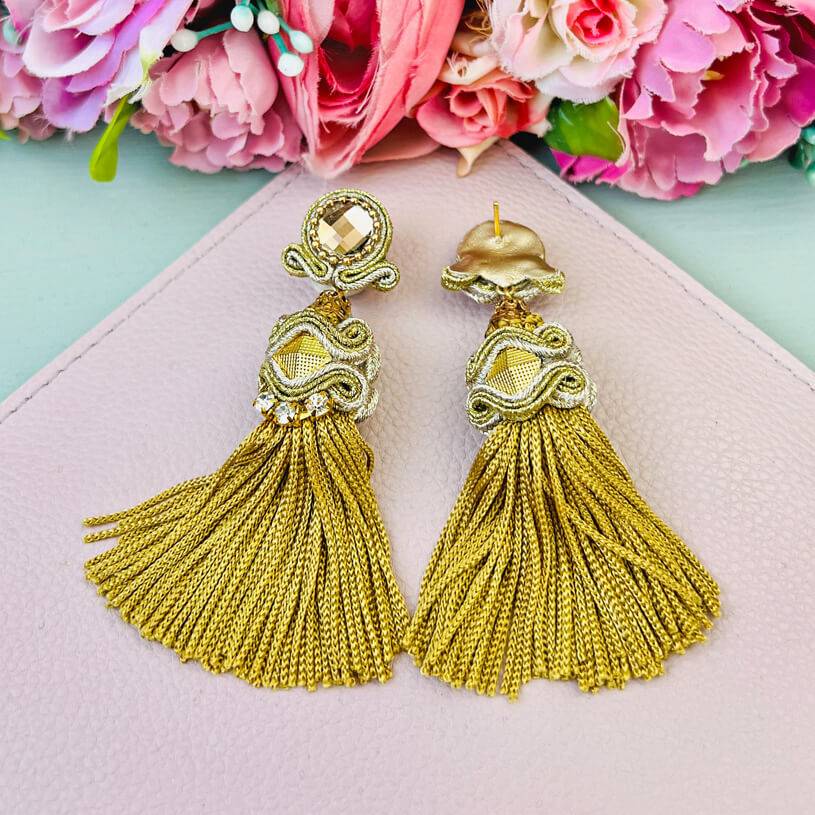 SchwesterSchwester Orientalisch anmutende Quastenohrringe in edlem Gold Online Shopping