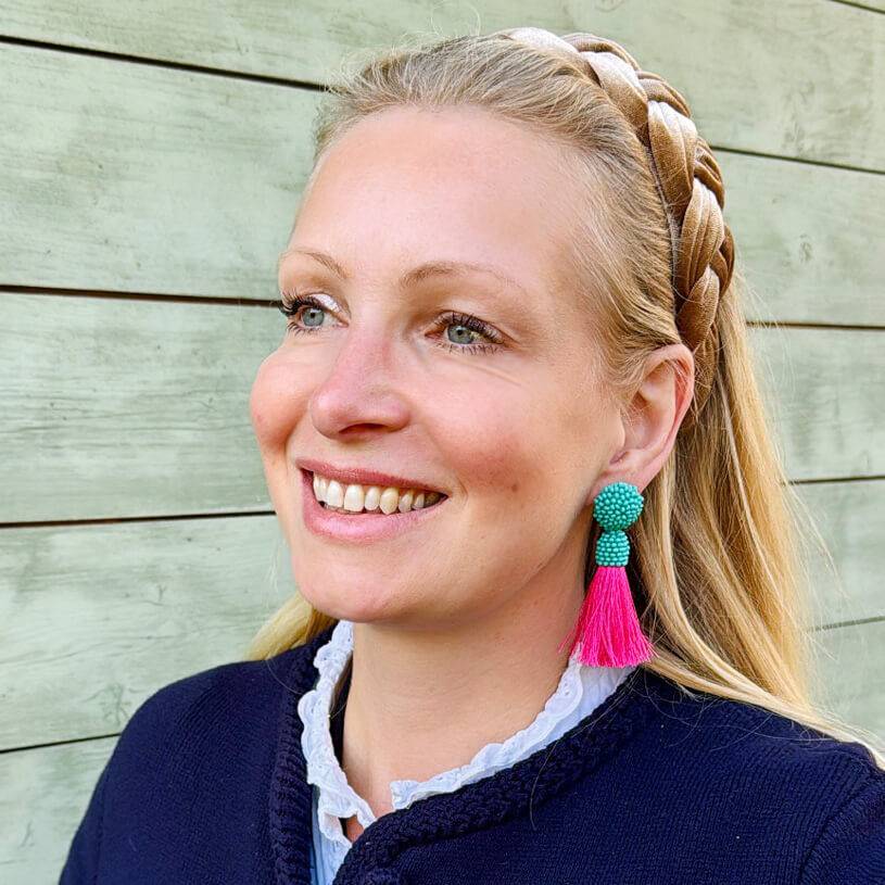 SchwesterSchwester Farbenfrohe Perlen-Quastenohrringe in Türkis und Pink Online Outlet