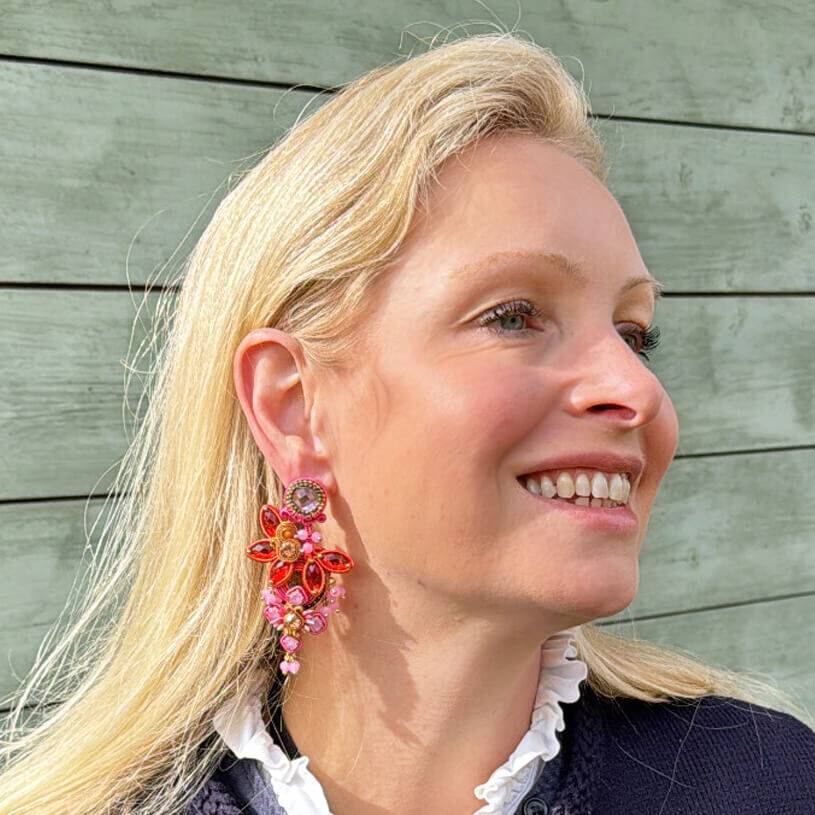 SchwesterSchwester Vorbestellbar - Große Soutache-Ohrringe in Pink, Rosa und Orange Blitzangebot