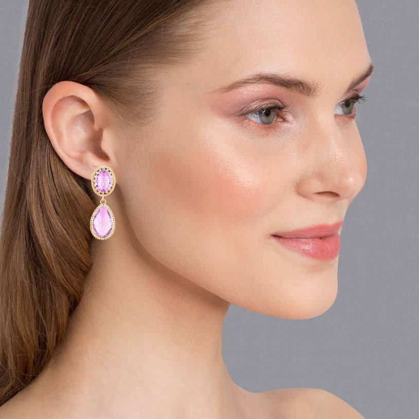 SchwesterSchwester Violette Tropfenohrringe mit funkelnden facettierten Tropfen Begrenzte Freigabe