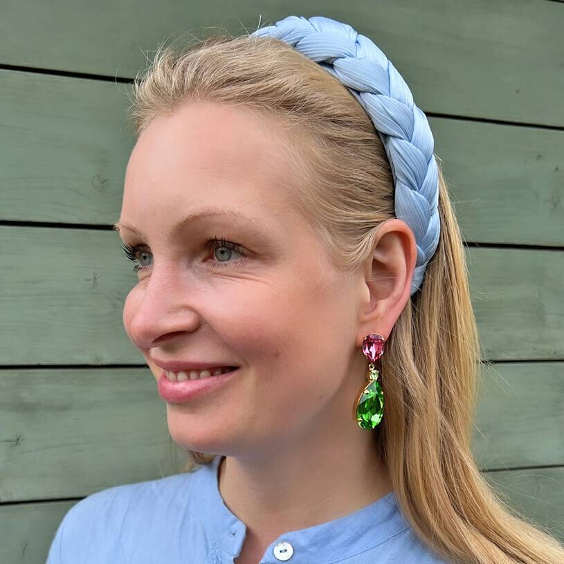 SchwesterSchwester Funkelnde Ohrstecker mit Glas-Kristallen in Grün und Rosa Nur für heute