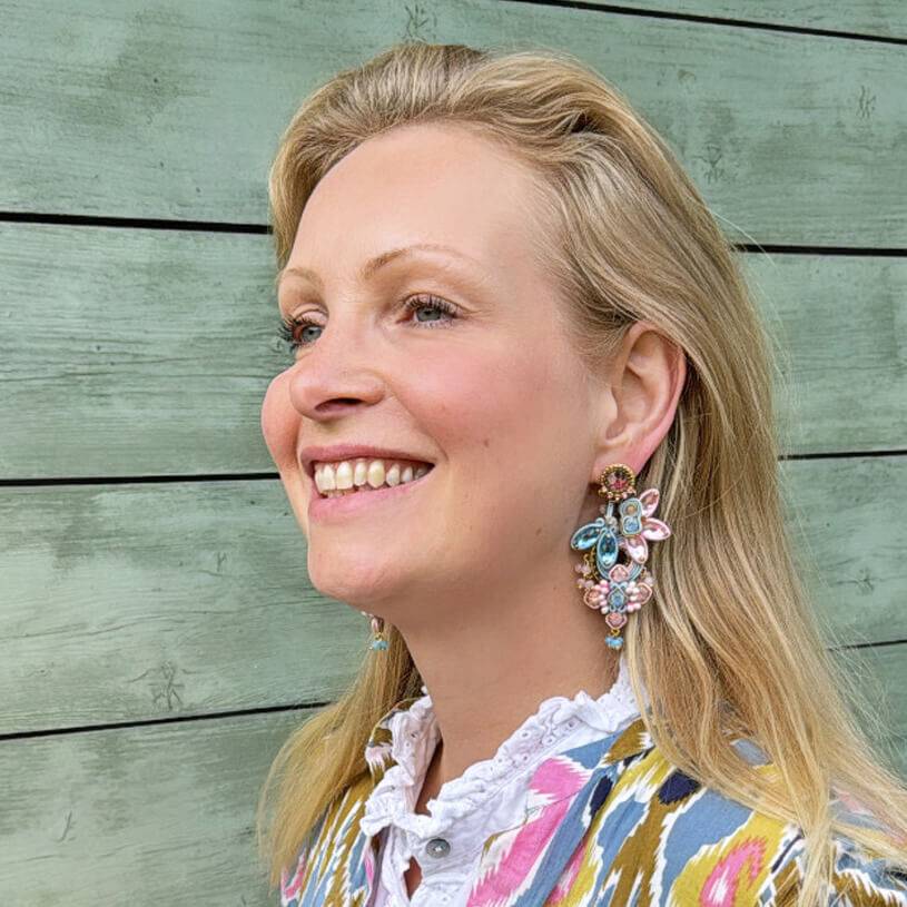 SchwesterSchwester Große Soutache-Ohrringe in Zartrosa und Zartblau Günstig kaufen