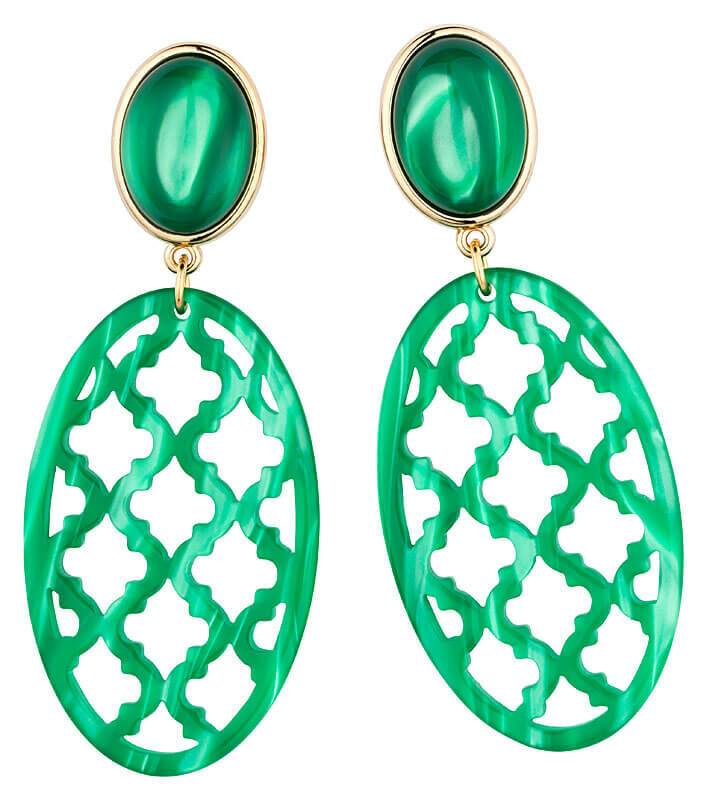 SchwesterSchwester Vergoldete Ohrstecker in schimmerndem Dunkelgrün mit schönem Oval im Marrakesch-Stil von AmuseToi Top Angebot
