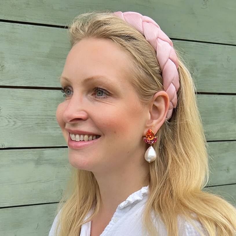 SchwesterSchwester Funkelnde Ohrstecker in Pink und Orange mit federleichten Baumwolltropfen Räumungsverkauf