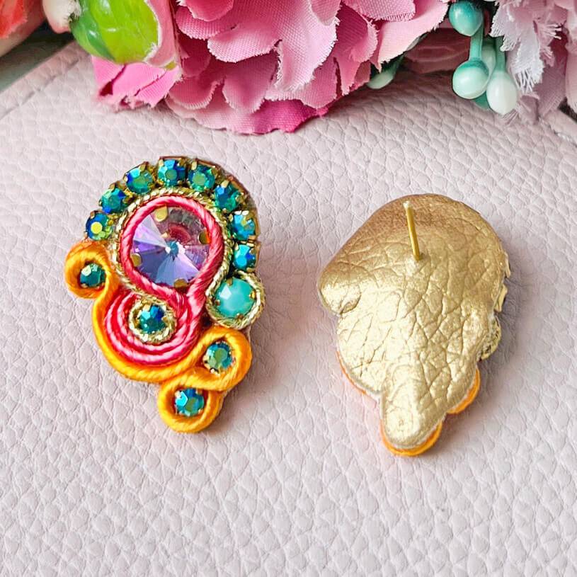 SchwesterSchwester Schöne Soutache-Ohrringe in Orange und Türkis Angebote
