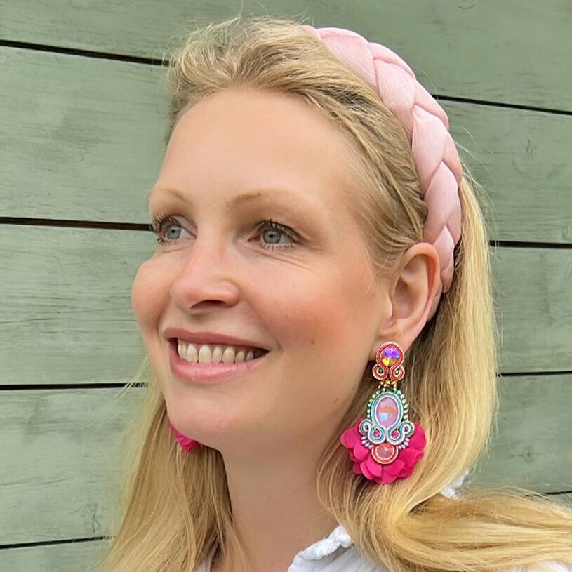 SchwesterSchwester Außergewöhnliche Soutache-Ohrringe in leuchtendem Pink Günstiger Verkauf