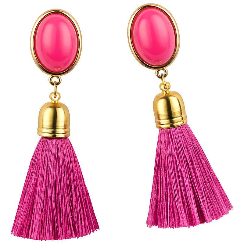 SchwesterSchwester Quasten Ohrringe als Ohrstecker in Pink mit pinkfarbener Quaste von AmuseToi Kostenloser Versand international
