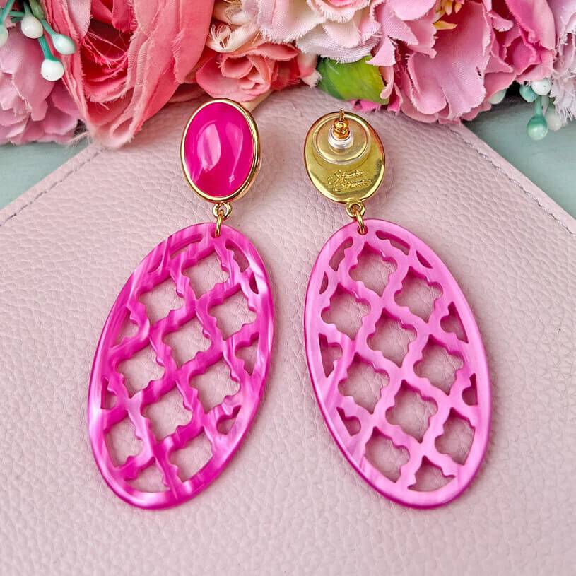 SchwesterSchwester Pinkfarbene Ohrstecker mit Oval im Marrakesch Stil zollfrei