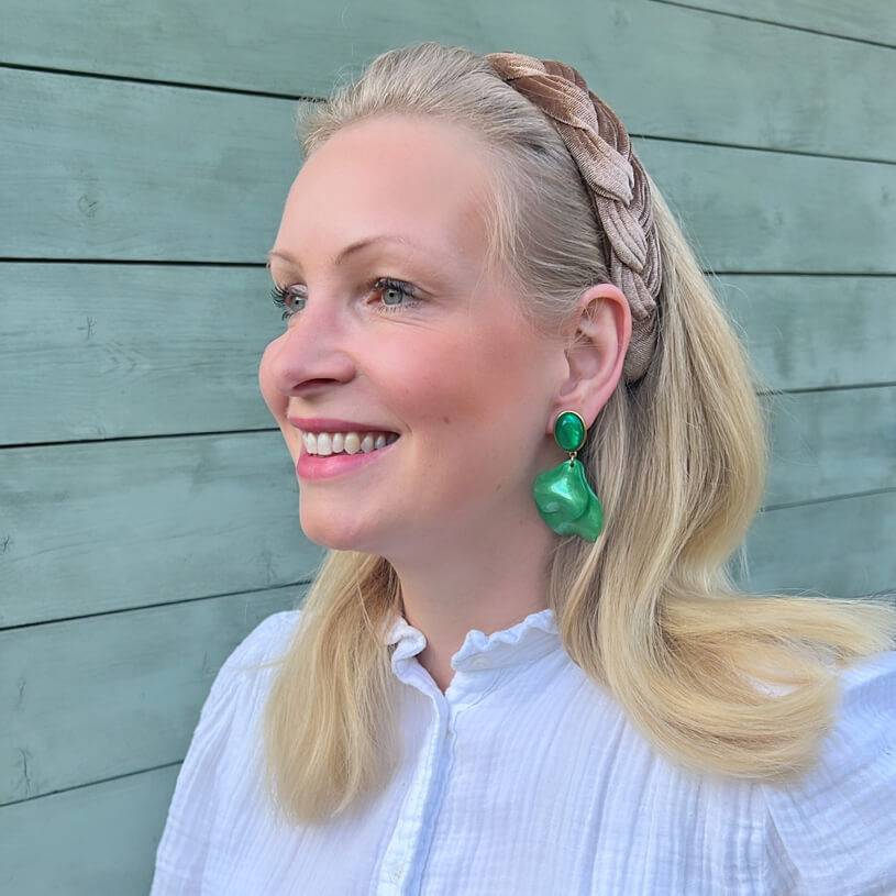 SchwesterSchwester Grüne Ohrringe mit Blütenblättern Günstiger Verkauf